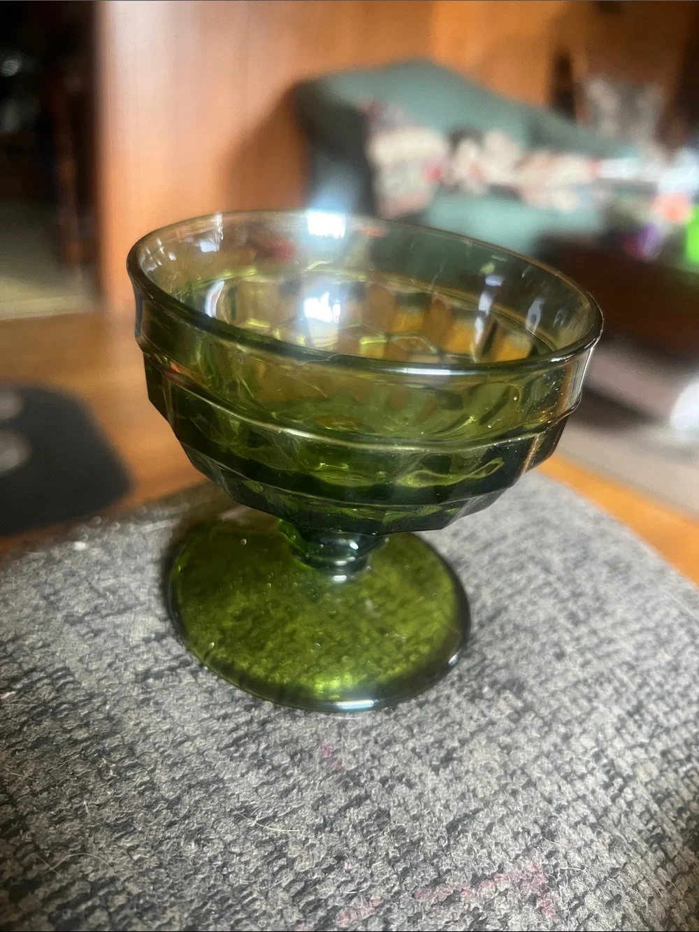 Vibtage Green Glass Dessert Compote - Home Art